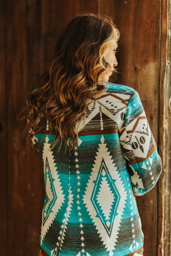 Turquoise Aztec Blazer