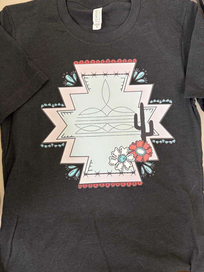 Aztec Boot Stitch Graphic T