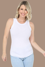RIB KNIT ROUNDED HEM TANK TOP- 4 color options