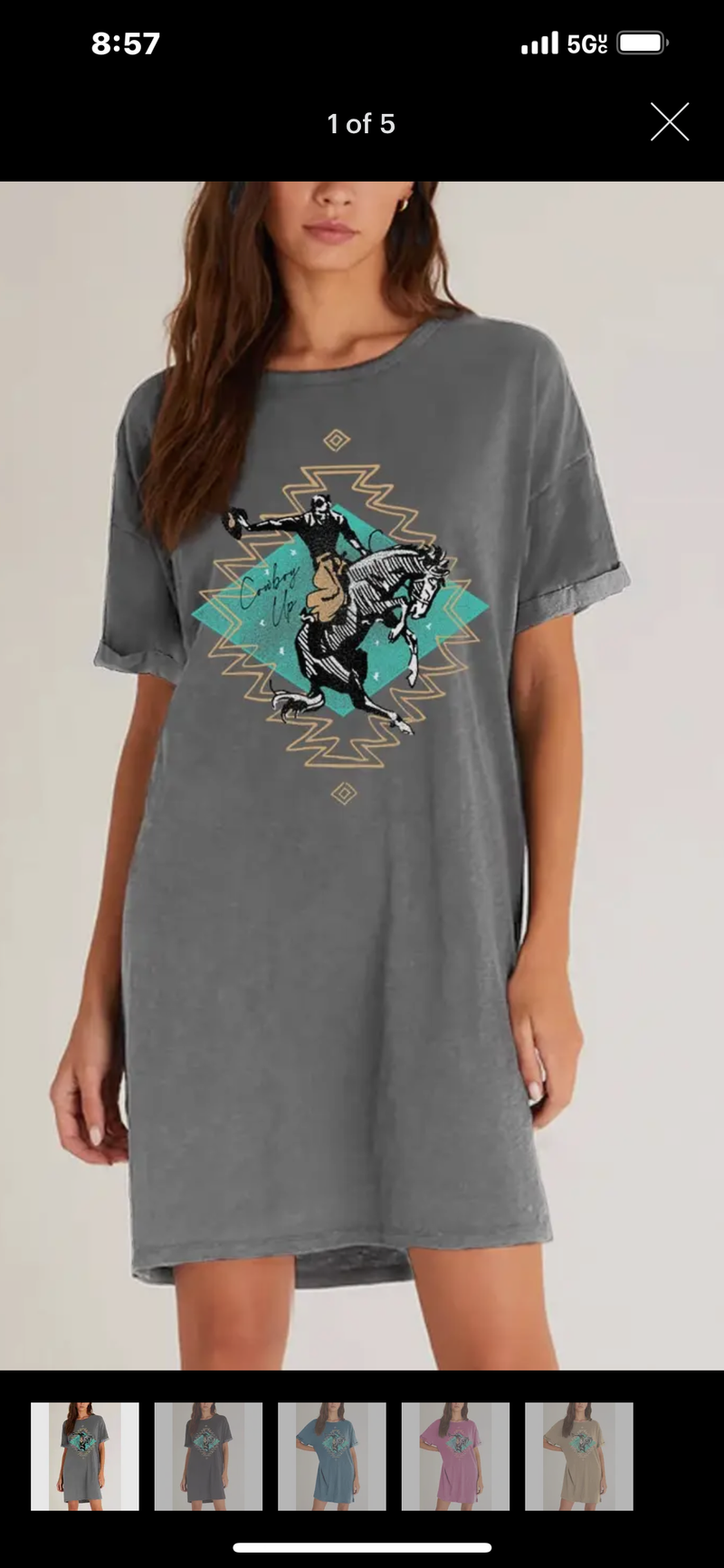 Western Graphic T-Shirt Dresses