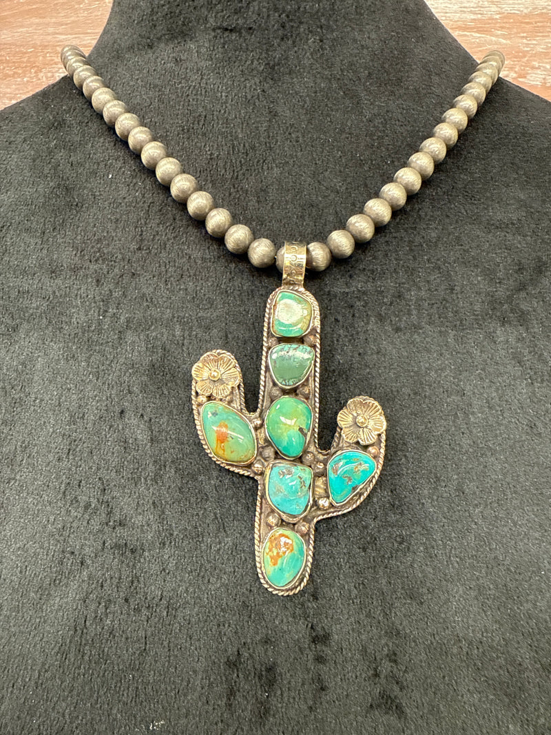 Tibetan Turquoise Cactus Pendent