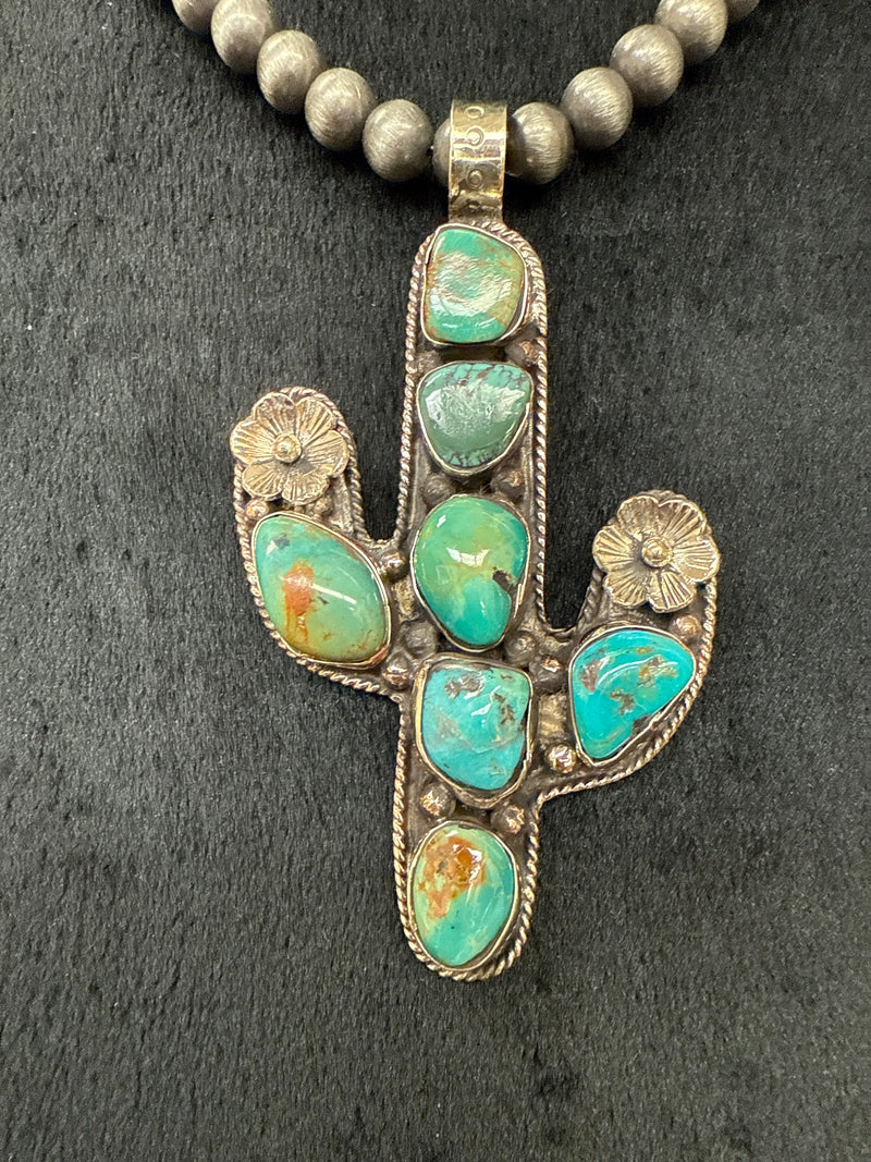 Tibetan Turquoise Cactus Pendent