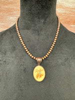 Faux Copper or Silver Beaded Retro Rodeo Pendent