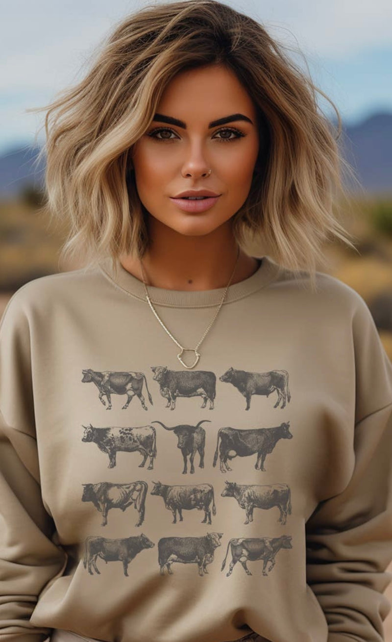 Vintage Cow Bull Crew Sweatshirt