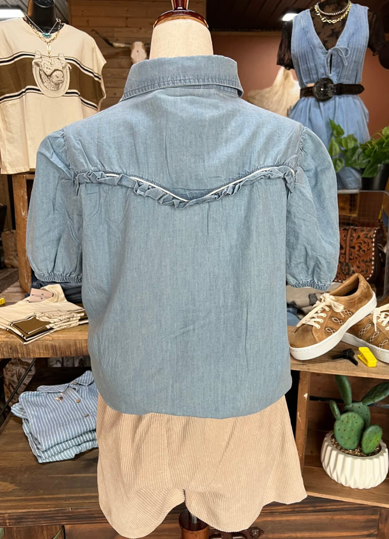 The Rowdy Ruffle Pearl Snap Blouse