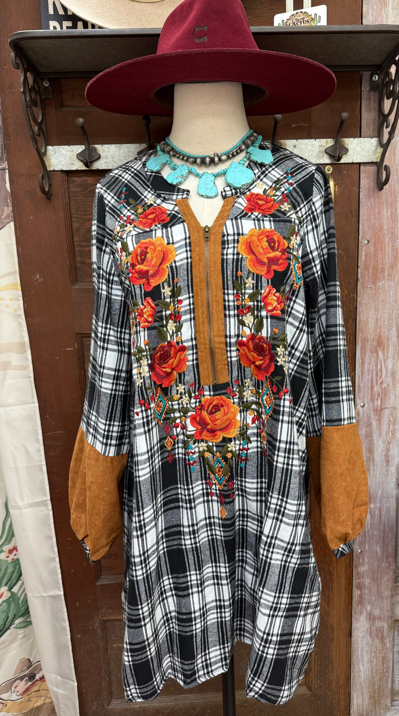 Flannel Embroidered Dress