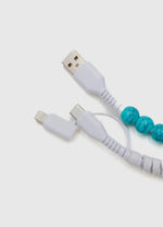 TURQUOISE BEADED DUAL CHARGING CABLE