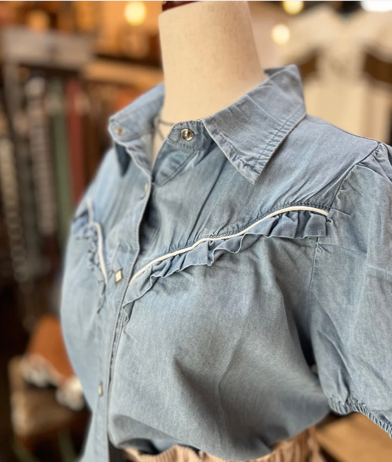 The Rowdy Ruffle Pearl Snap Blouse