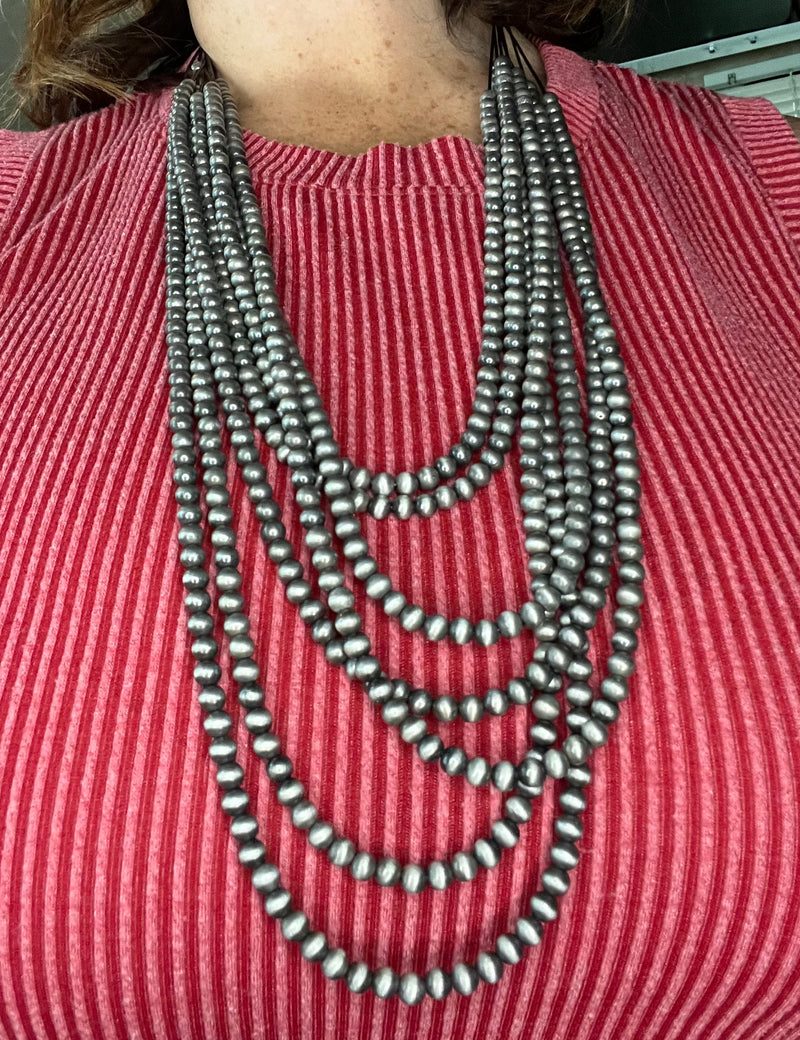 7 Strand Faux Navajo Pearl Necklace