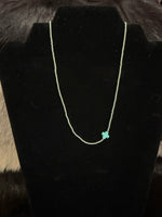 Posh Dainty Turquoise Cross Necklace