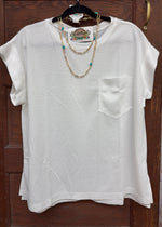 Waffle Round Neck Top w/ Pocket