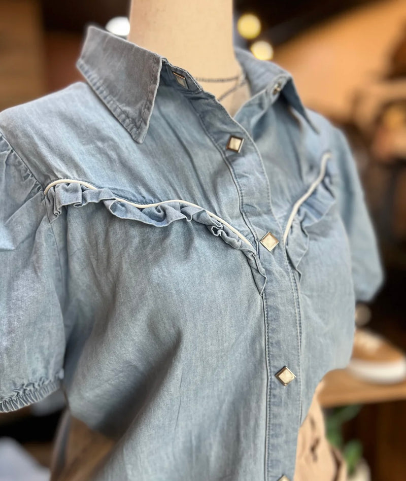 The Rowdy Ruffle Pearl Snap Blouse