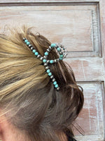 FAUX TURQUOISE & NAVAJO PEARL CLAW CLIP