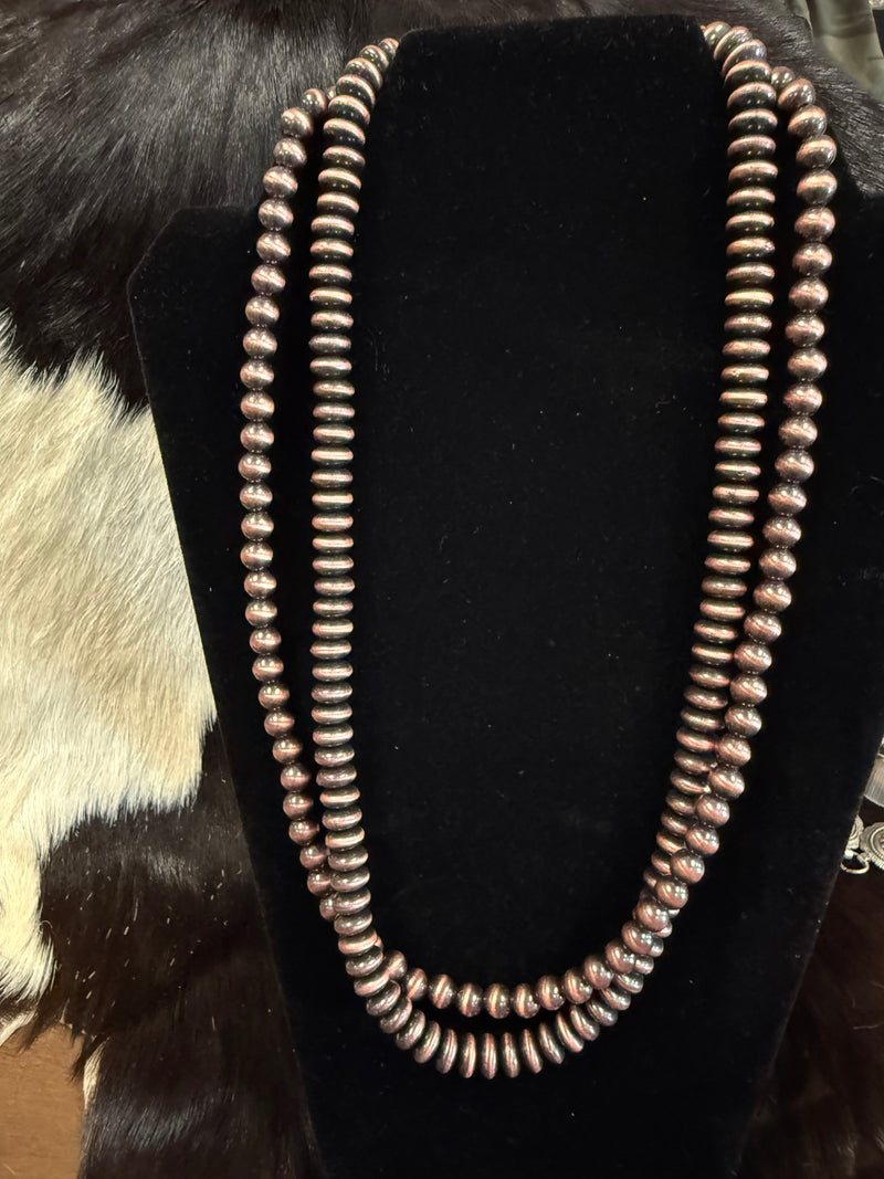 2-Strand Faux Copper Beaded & Disc Necklace