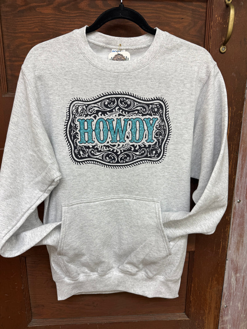 Howdy Buckle Pocketed Crewneck