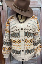 Boho Patterned Oversized Cardigan