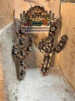 Hammered Cactus Earrings with Crystals