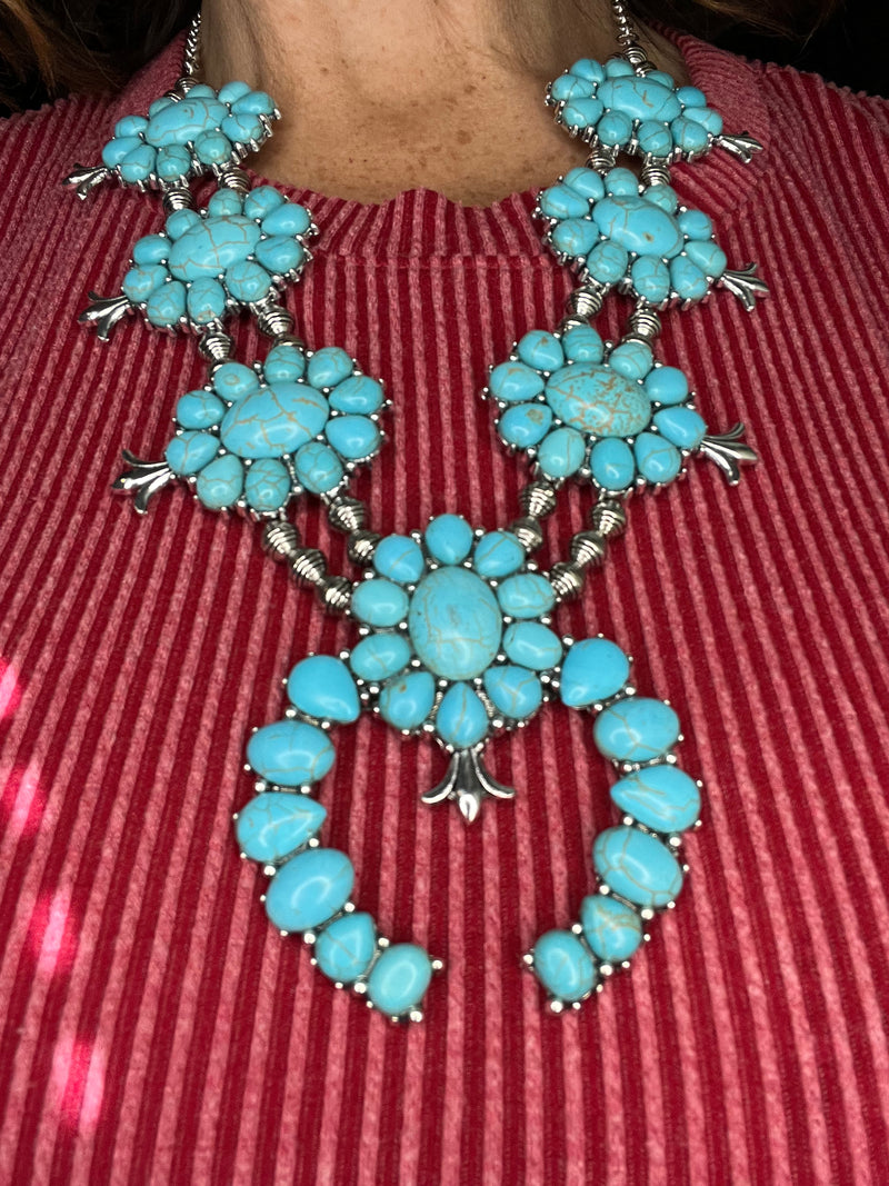 Howlite Turquoise Squash blossem  Necklace