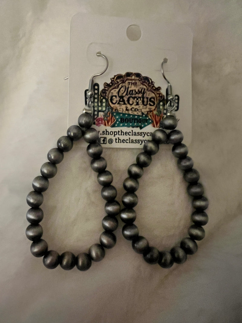 Faux Navajo Pearl Teardrop Earrings