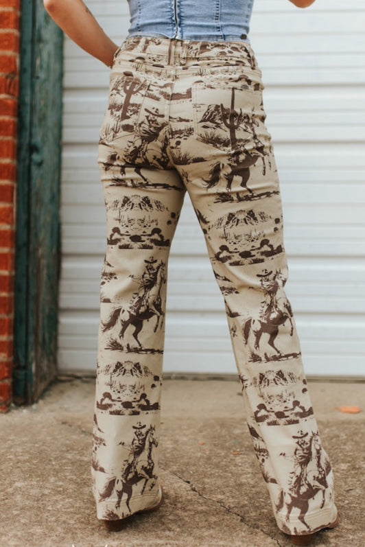 Western Desert Printed High Rise Jeans