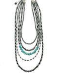5-Strand Faux Pearl & Turquoise Necklace
