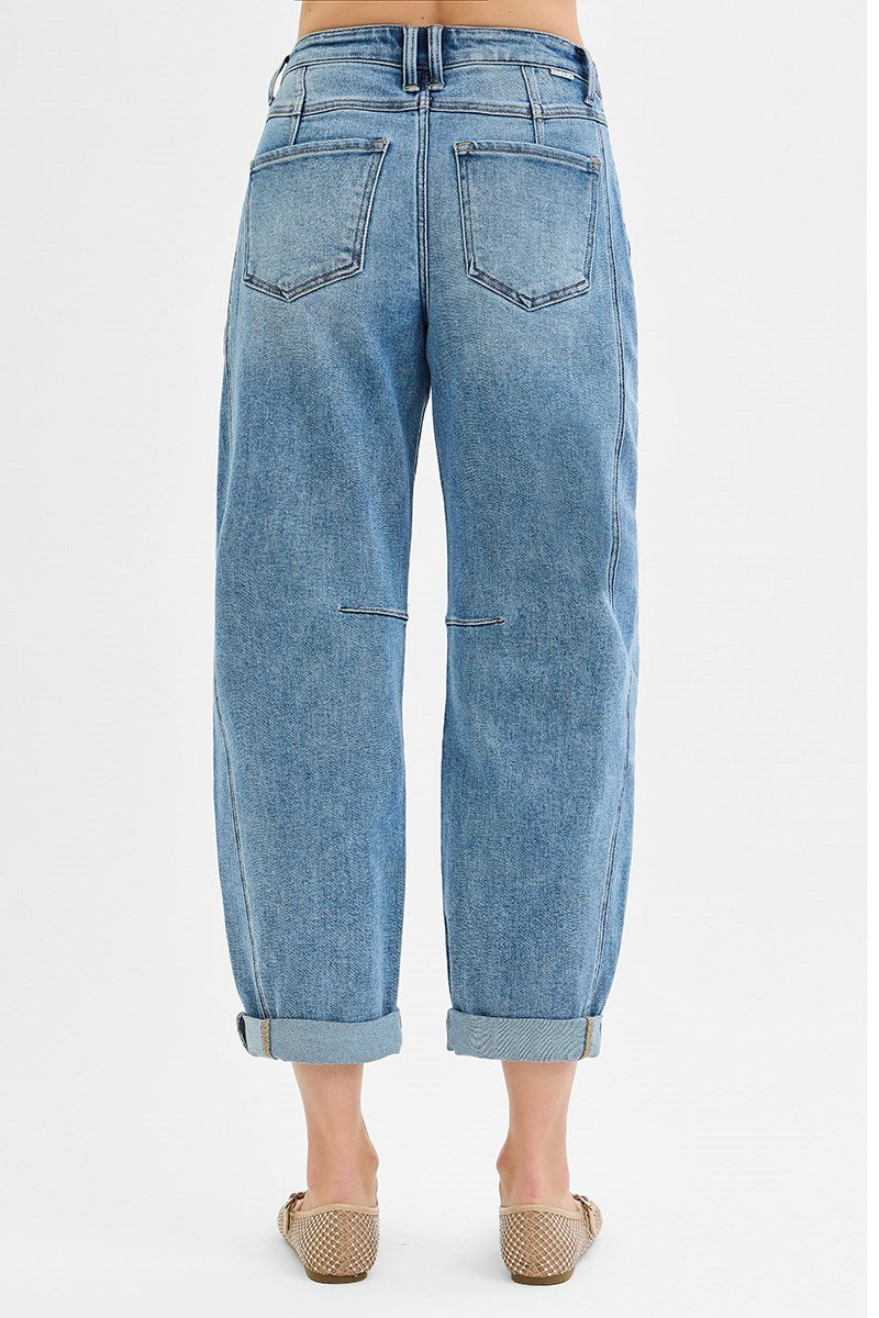 The Risen Mid-Rise Barrel Ankle Jeans