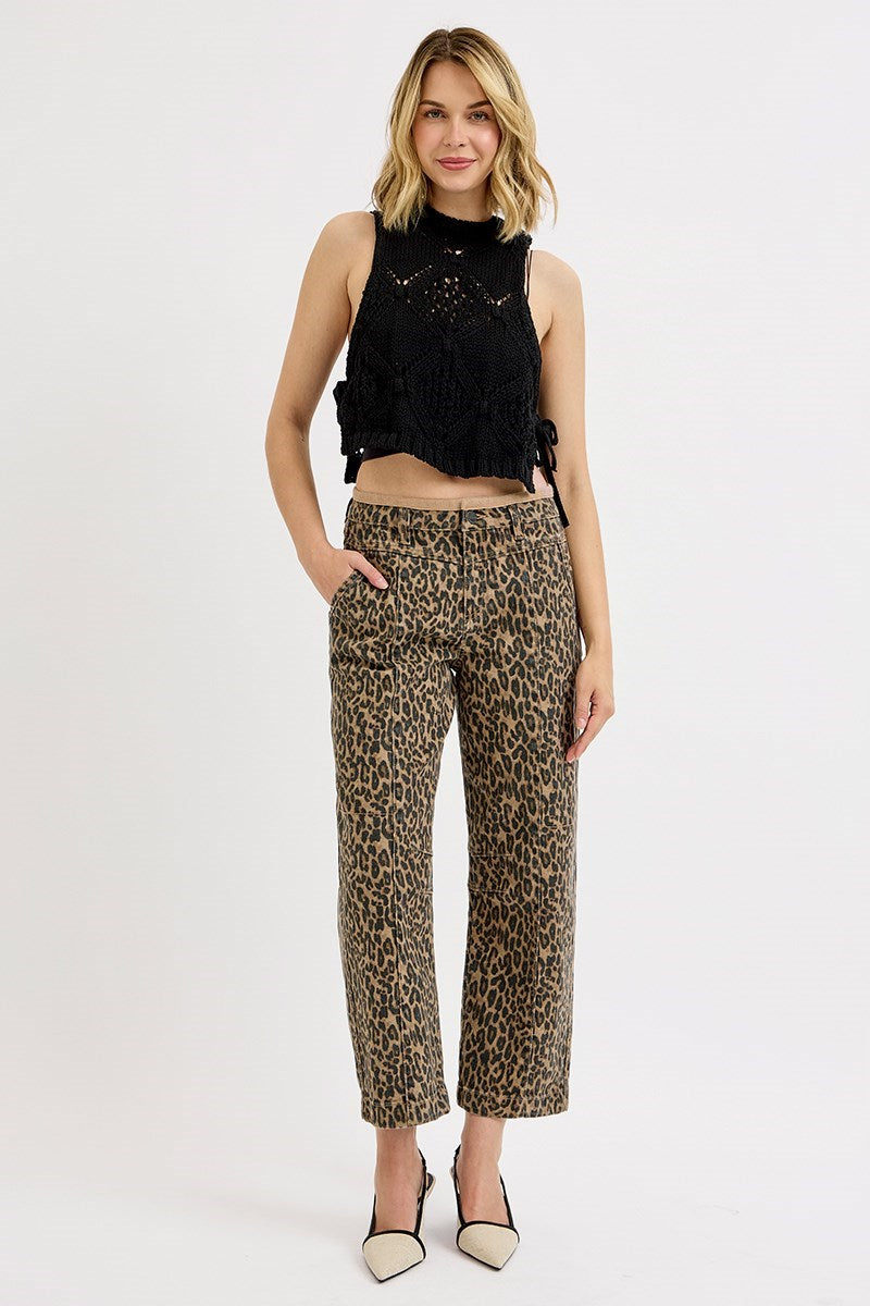 The Mid-Rise Crop Leopard Pants