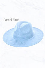 Suzie Q USA - Suede Large Eaves Peach Top Fedora Hat: Pastel Blue