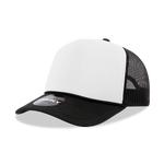 The Park Wholesale - Decky 6025 - Mid Profile, 5 Panel Foam Trucker Hat - 6025: Blk/Wht