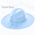 Suzie Q USA - Suede Large Eaves Peach Top Fedora Hat: Sky Blue