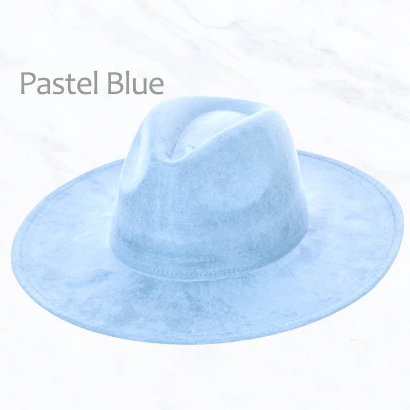 Suzie Q USA - Suede Large Eaves Peach Top Fedora Hat: Peacock Blue