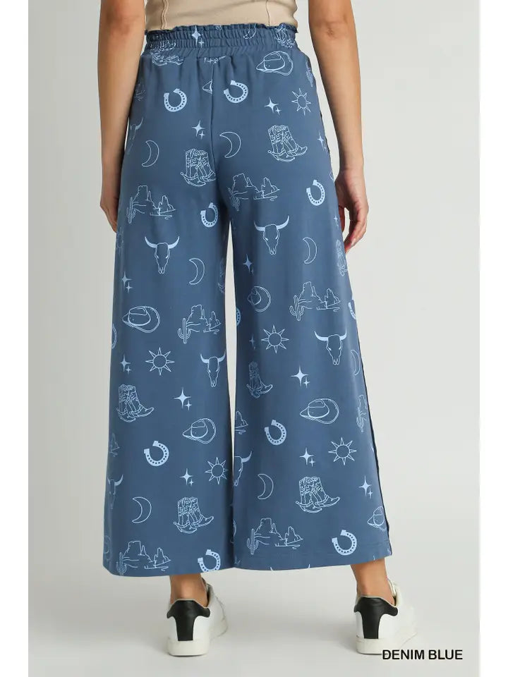 French Terry Western Print Pants
