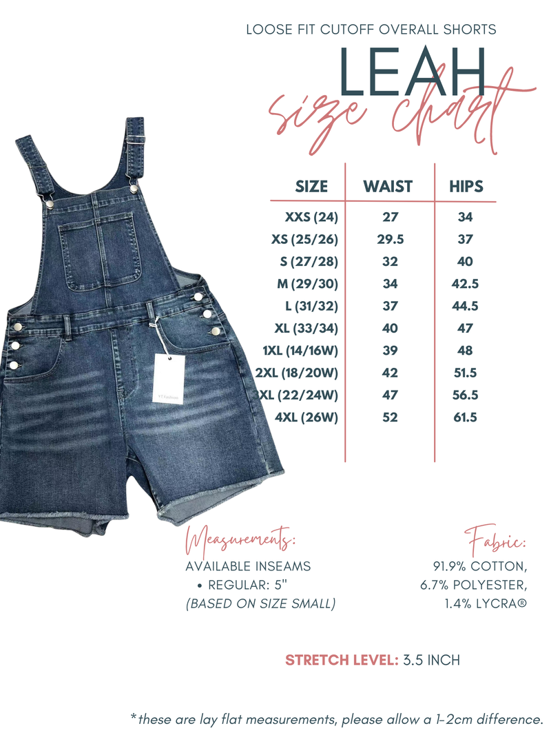 Rubies + Honey - 53002M, Medium Wash Short Overalls: Large