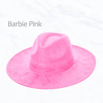 Suzie Q USA - Suede Large Eaves Peach Top Fedora Hat: Hot Pink