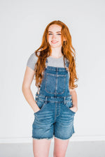 Rubies + Honey - 53002M, Medium Wash Short Overalls: 1XL