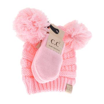 CC Baby Double Pom Beanie & Mitten Set