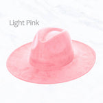 Suzie Q USA - Suede Large Eaves Peach Top Fedora Hat: Hot Pink