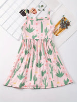 Girls Western Cactus Print Sun Dress