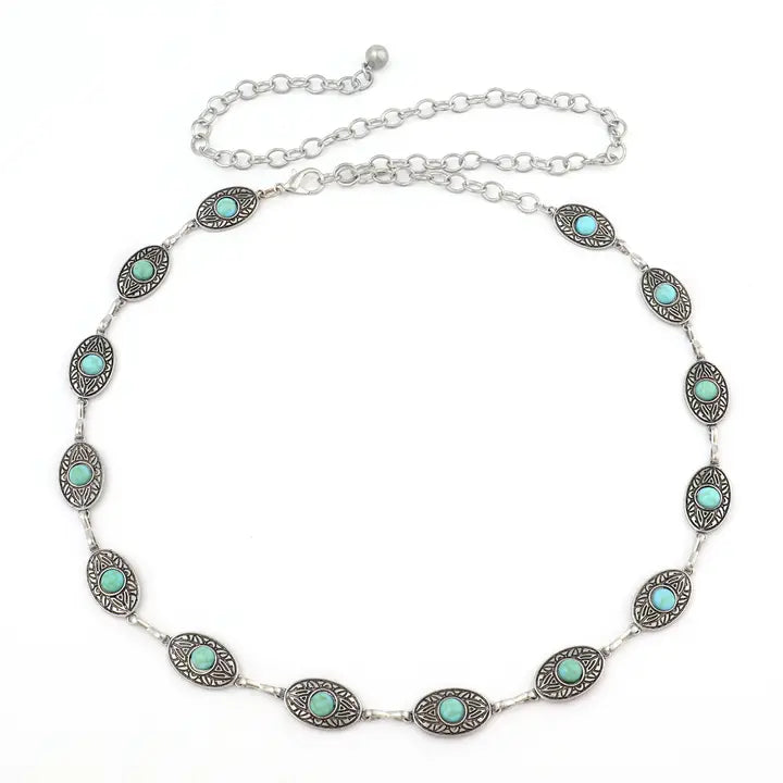 Mini Antique Silver w/ Turq. Concho Belt