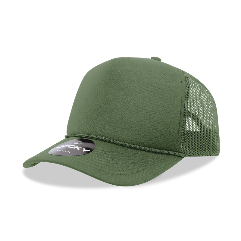 The Park Wholesale - Decky 6025 - Mid Profile, 5 Panel Foam Trucker Hat - 6025: Teal/White