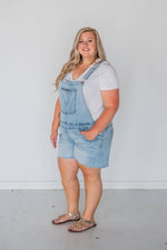 Rubies + Honey - 53002L, Light-Wash Overalls Shorts: Small