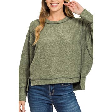 Brushed Oversized Exposed Detail Sweater