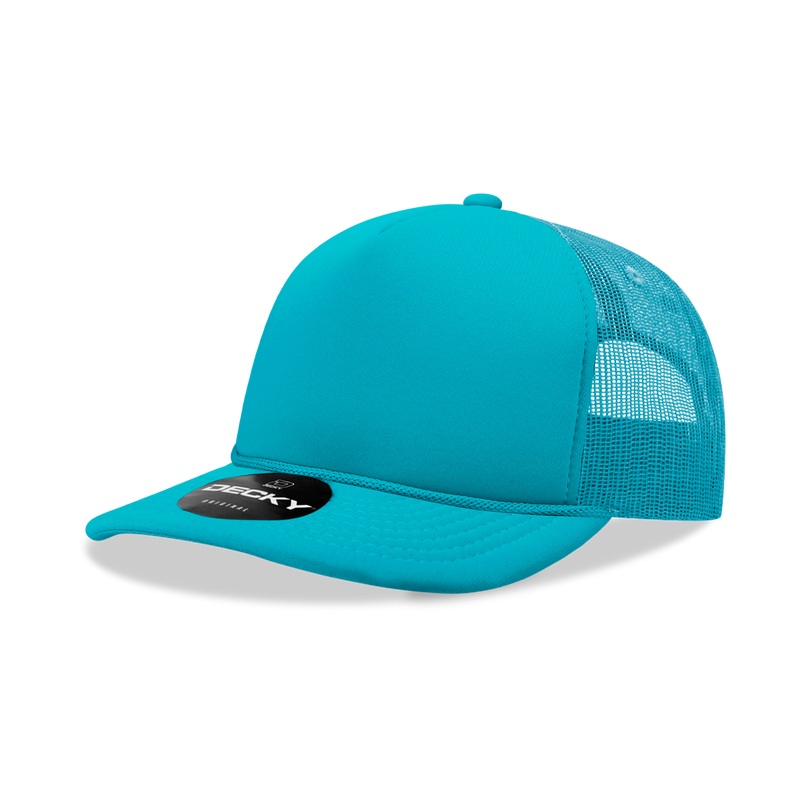 The Park Wholesale - Decky 6025 - Mid Profile, 5 Panel Foam Trucker Hat - 6025: Teal