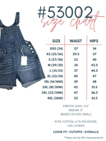 Rubies + Honey - 53002M, Medium Wash Short Overalls: X-Small