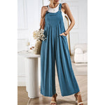 Supreme Fashion - Solid Wide Leg Pocketed Shoulder Tie Overalls: Light blue / S