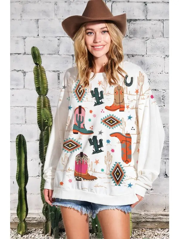 Boot Scootin Print Sweatshirt