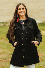 The Black Corduroy Pearl Snap Jacket