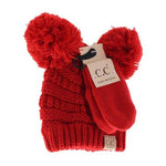 CC Baby Double Pom Beanie & Mitten Set