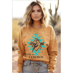 HRTandLUV - GIDDY UP COWBOY MINERAL GRAPHIC SWEATWHIRTS: Mineral Mustard / S