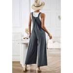 Supreme Fashion - Solid Wide Leg Pocketed Shoulder Tie Overalls: Light blue / L